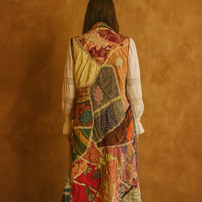 Reworked Patchwork Reworked Sample Sandy, reworked patchwork 40s long waistcoat – One Vintage