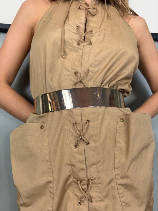 Thierry Mugler, 90s safari lace up dress