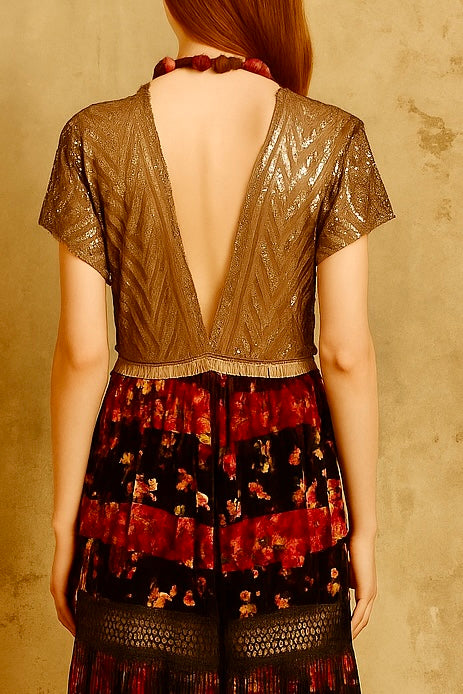 Melo, reworked 20s Assuit, velevet and fringed dress