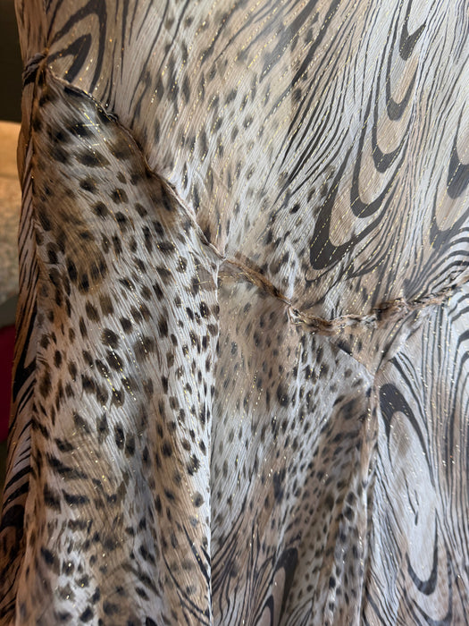 Ranah, 90s bias cut animal print asymmetric chiffon dress