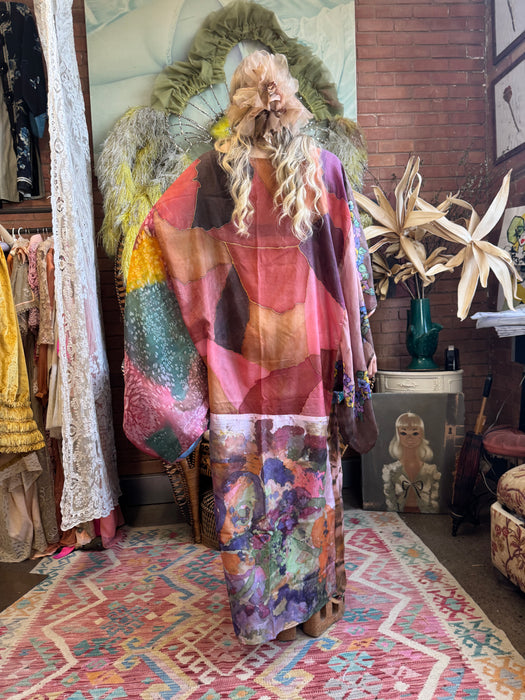 Lorena, 70s hand painted silk kaftan