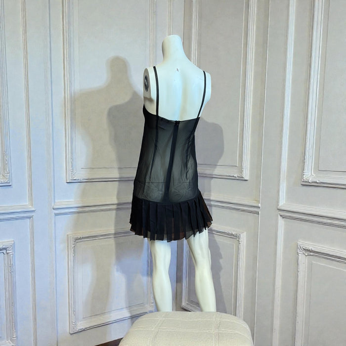Chanel, 80s black chiffon sift pleated dress