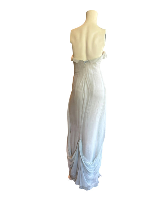 J Mendel, duck egg blue, chiffon draped corseted dress