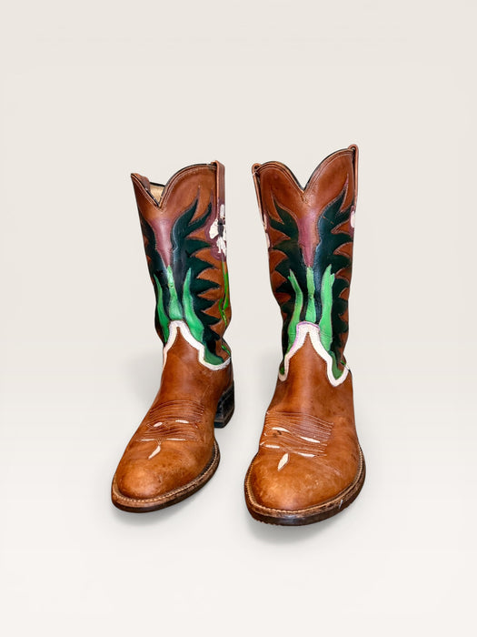 Houston, 70s brown hand painted leather boots