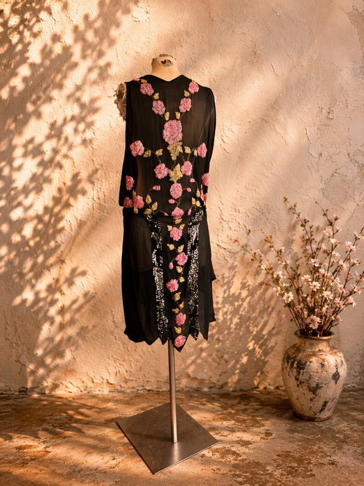 Greta, reworked 20s beaded short asymmetric dress