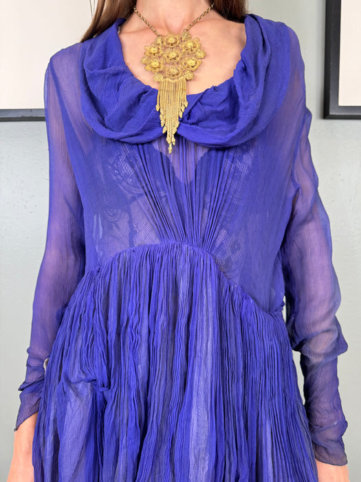 Jude, 30s chiffon purple pleated dress