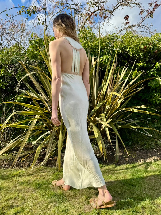 Sofia, 20s pale green silk and lace bias cut dress