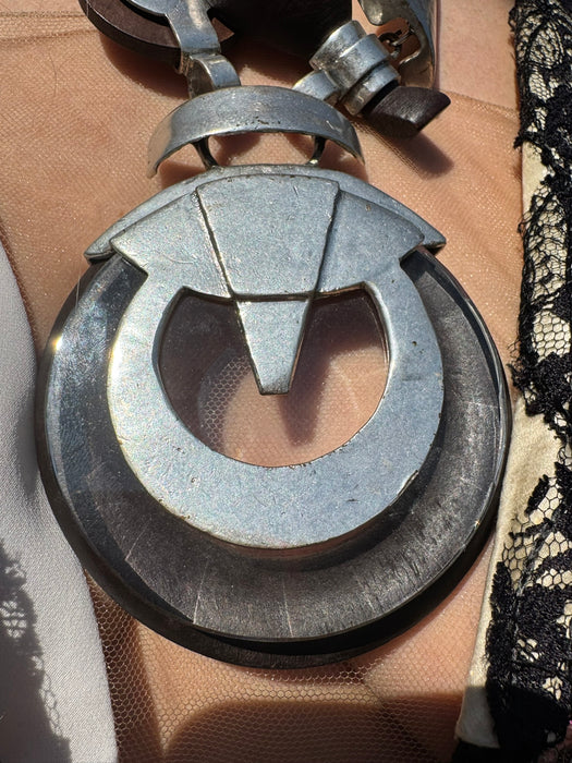 Jill, Modernist 70s metal and glass statement necklace
