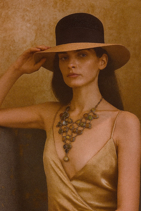 Jasmir, 70s silver and semi-precious stones necklace