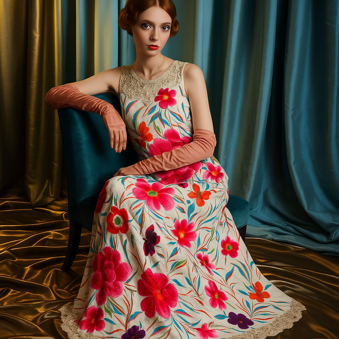 Maude, reworked 40s floral canton shawl dress