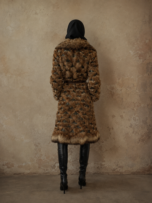 Macy’s 70s mixed leather and fur trench coat