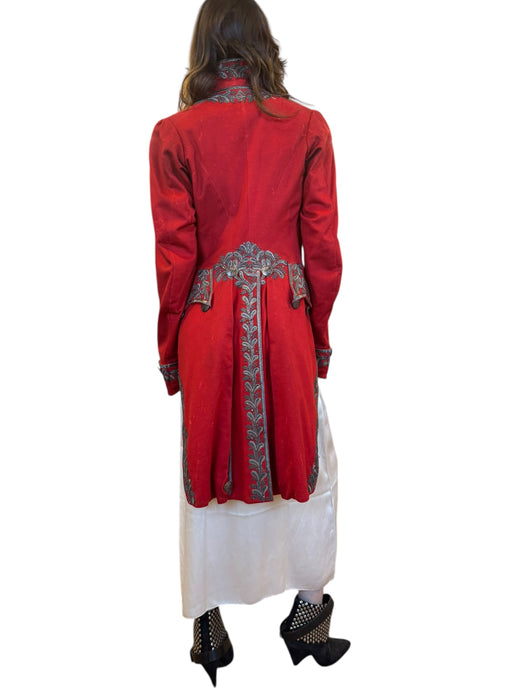 Miel, 19th C, red beaded embroidered tailcoat
