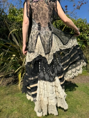 Hera, reworked monochrome 20s lace coat