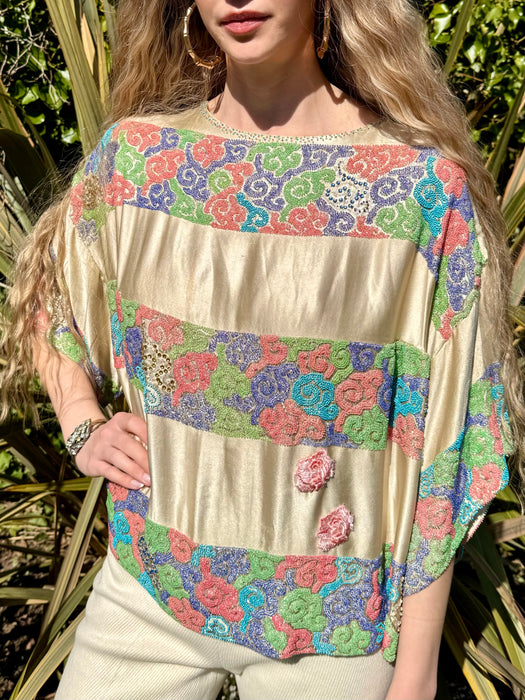Claude, 20s Oriental beaded and silk top