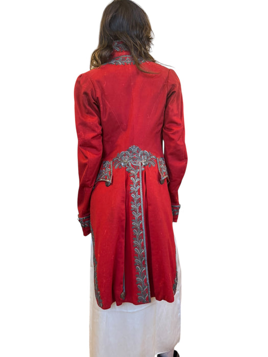 Miel, 19th C, red beaded embroidered tailcoat