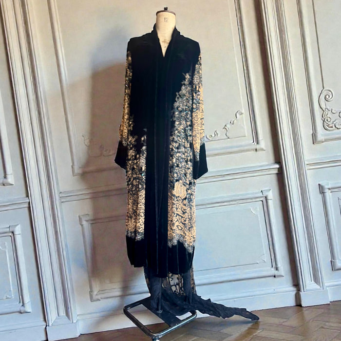 Jaklyn, 30s beaded silk devoré and velvet coat