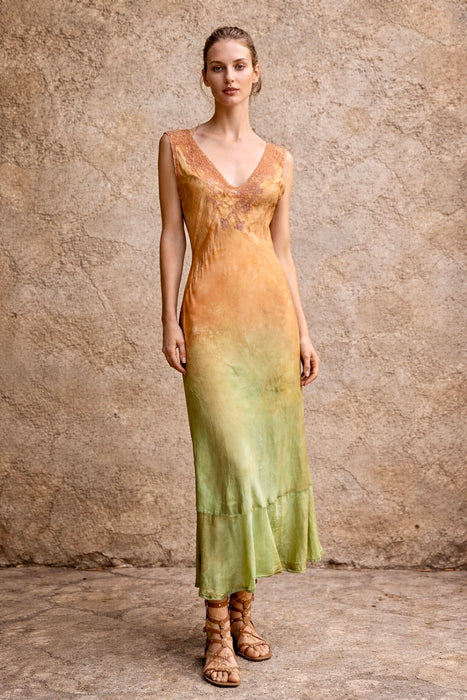 Hera, 30s silk and lace hand dyed ombré bias cut slip dress