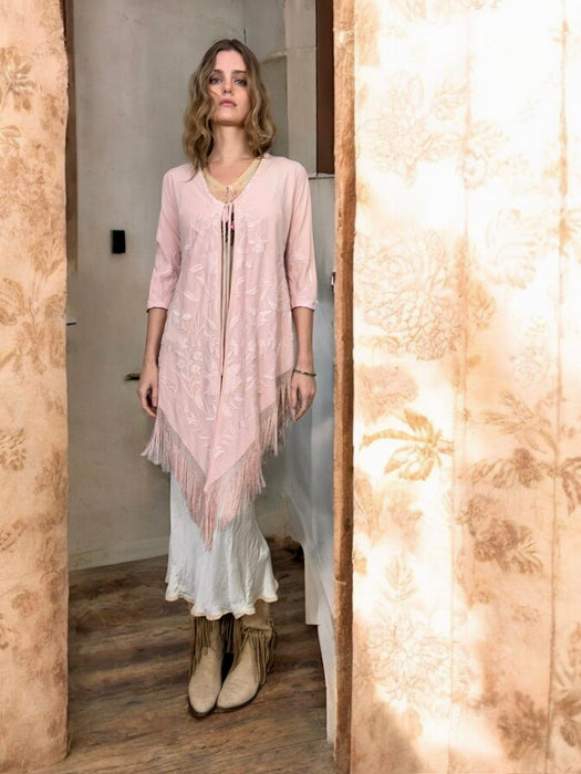 Tilda, light pink 40s embroideed fringed jacket