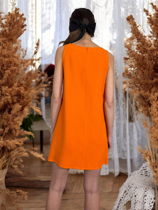 Oscar de la Renta, orange beaded dress