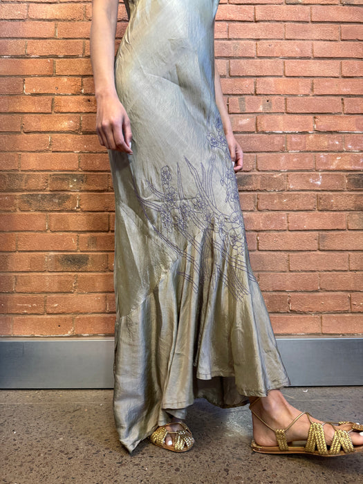 Goldie, Y2K handmade bias cut embroidered dress
