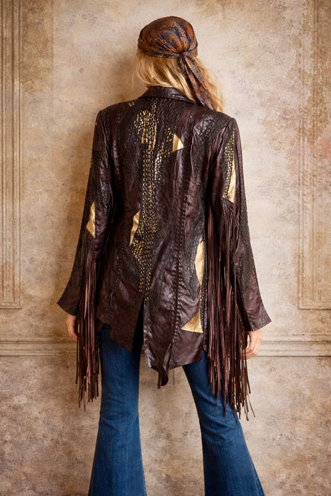 Call & Response, 90s mixed leather fringed jacket