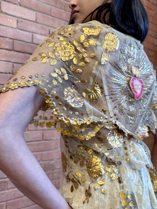 Esther, 20s net and gold floral bolero