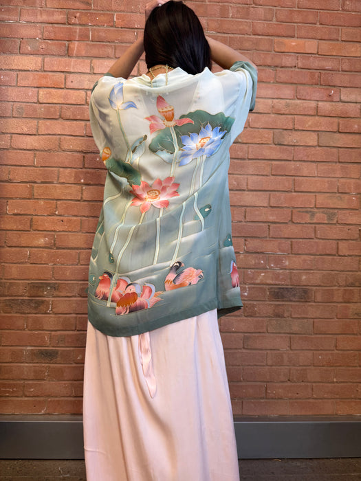 Wintour, 70s hand painted silk jacket