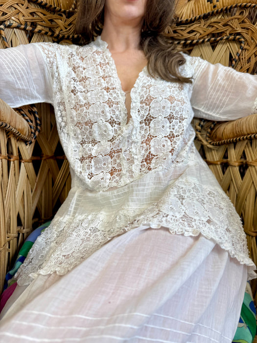 Hoare, 20s white cotton and lace dress