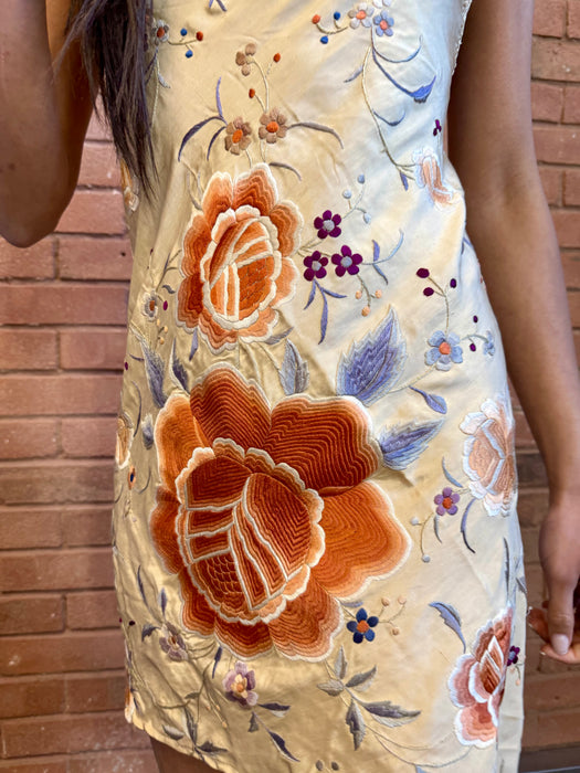 Arabella, short embroidered scarf dress
