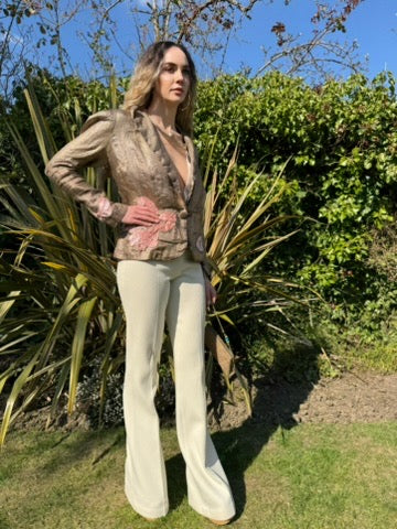 Astoria, 20s lamé jacket with velour florals