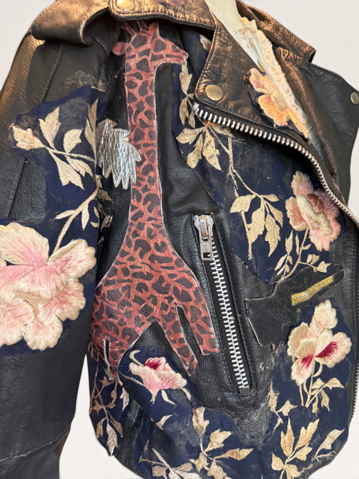 Omega, reworked 70s embroidered biker jacket