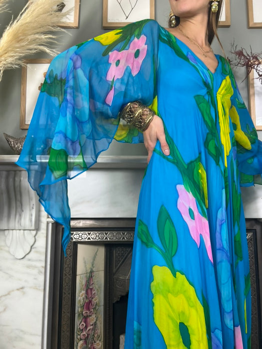 Clara, 70s hand painted chiffon dress