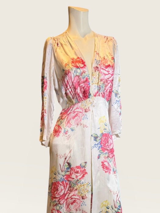Hay, 1930s silk floral robe with front buttons