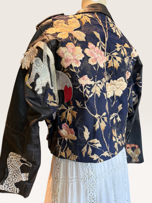 Omega, reworked 70s embroidered biker jacket