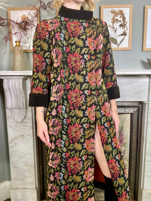 Yana, 20s floral tapestry coat