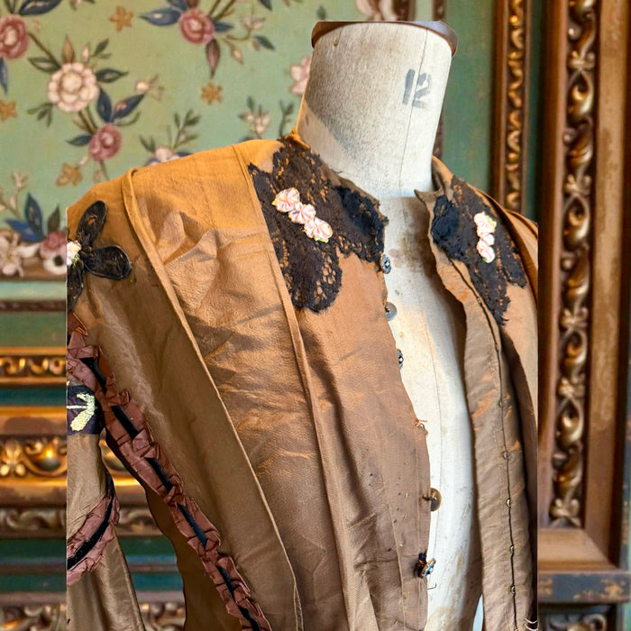 Tilly, repurposed Victorian silk and lace jacket