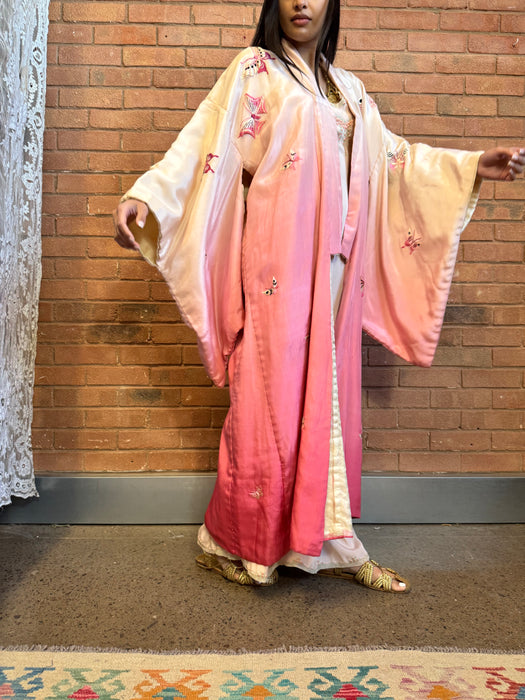 Mariposa, 40s silk ombré embroidered Japanese kimono