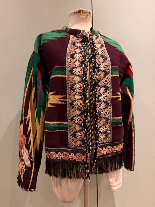 Holly, 70s reworked Mexican beaded jacket with antique embroidery