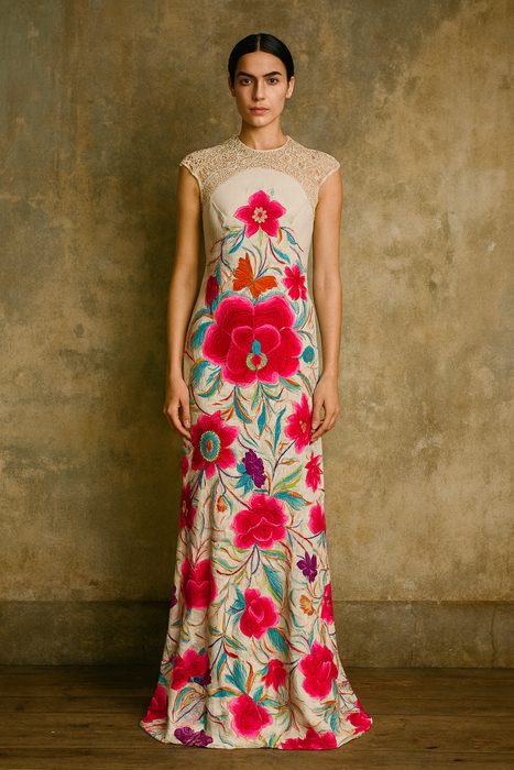 Maude, reworked 40s floral canton shawl dress