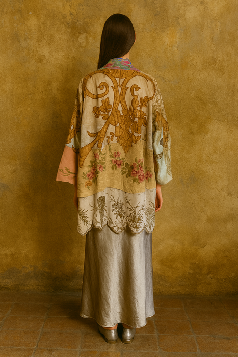 John Rocha, patchwork 80s silk kimono