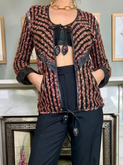 Juno, 70s leather and bouclé jacket