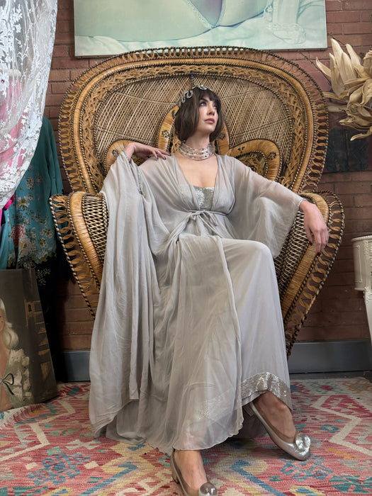 Pilar, 70s chiffon and beaded Goddess dress