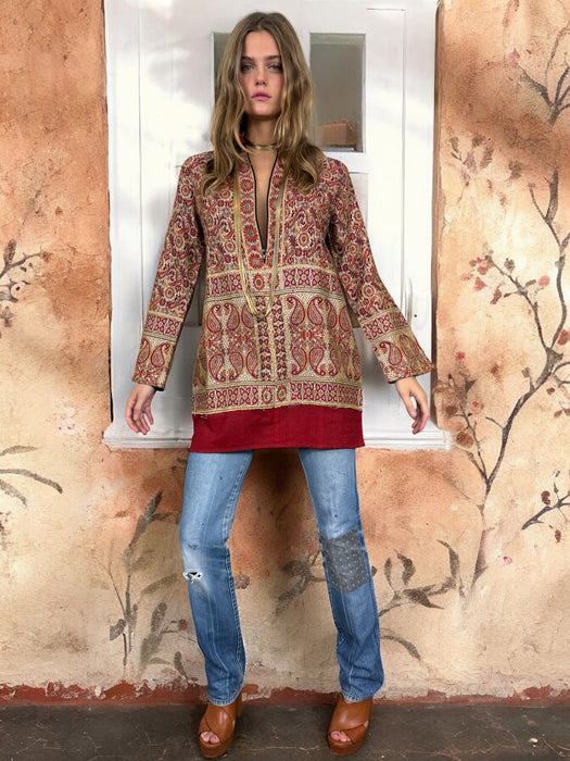 Eros, 40s paisley wool zip tunic