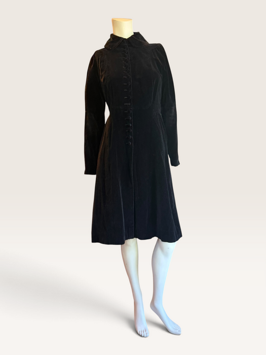 Ossie Clark, 1970s black velvet equestrian style coat