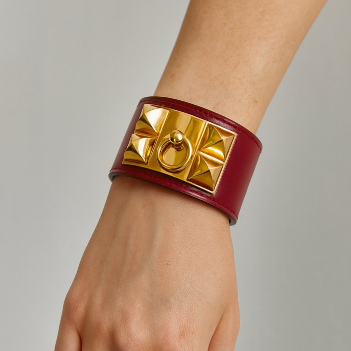 Hermés, collier de chien leather burgundy bracelet