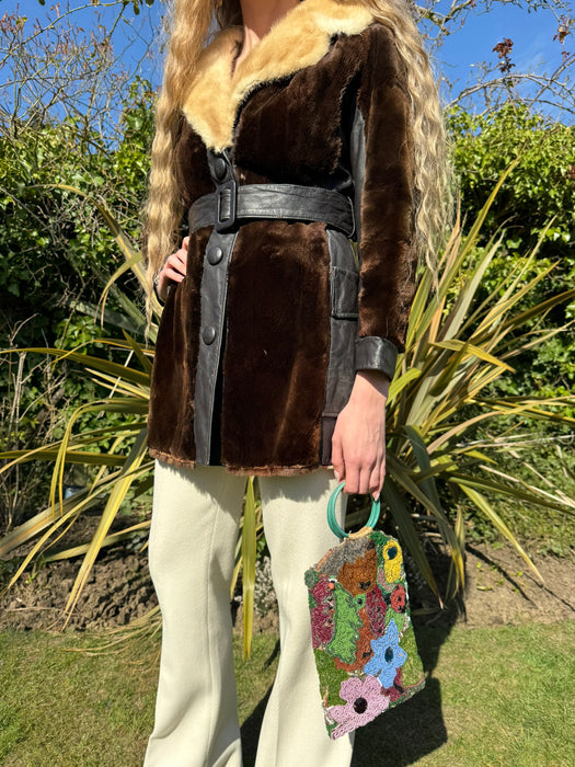 Georgia, 70s fur and leather bicolour jacket