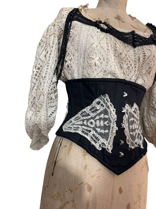 Astor, reworked Victorian corseted beaded blouse