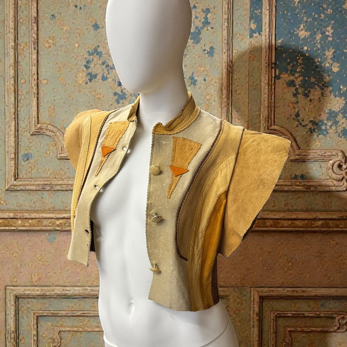 Shai, 70s suede patchwork short sleeve jacket