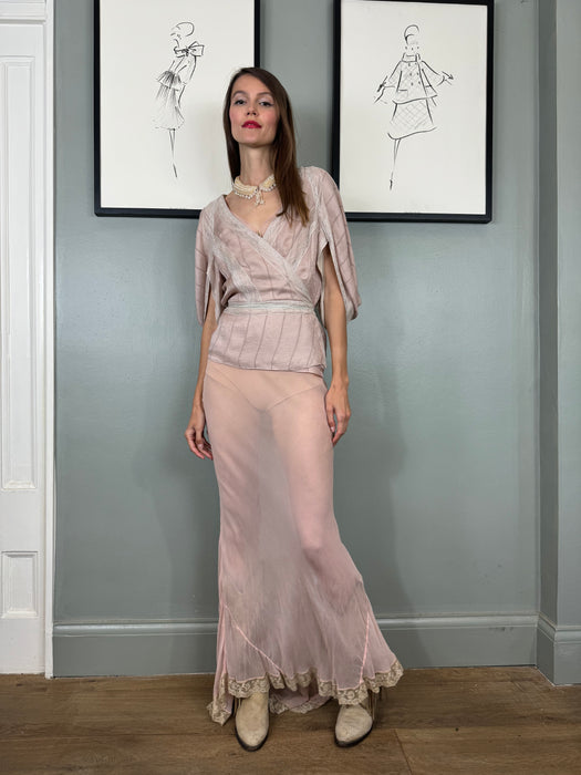Stella Mc Cartney, pink and lace Y2K wrap blouse