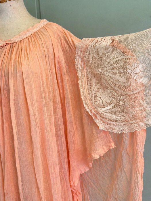 Aurora, 70s hand dyed cheesecloth and lace angel sleeve kaftan